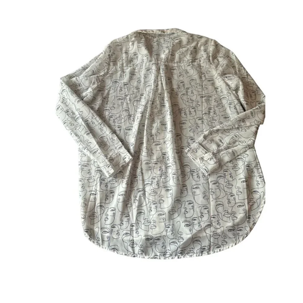 Princess Polly Abstract Face Print‎ Polyester Blouse Size 6